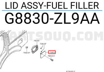 Nissan G8830ZL9AA LID ASSY-FUEL FILLER