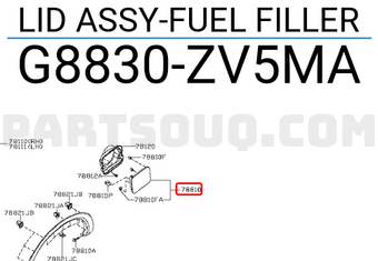 Nissan G8830ZV5MA LID ASSY-FUEL FILLER