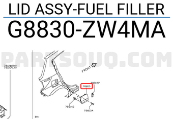 Nissan G8830ZW4MA LID ASSY-FUEL FILLER