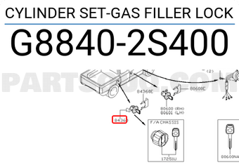 Nissan G88402S400 CYLINDER SET-GAS FILLER LOCK