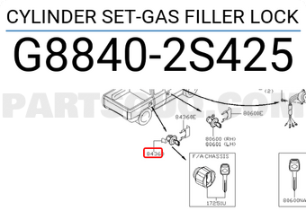 Nissan G88402S425 CYLINDER SET-GAS FILLER LOCK