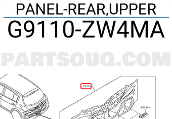 Nissan G9110ZW4MA PANEL-REAR,UPPER