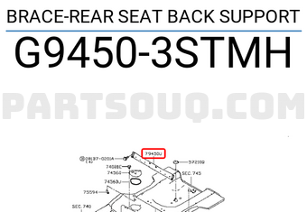 Nissan G94503STMH BRACE-REAR SEAT BACK SUPPORT