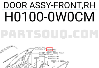 Nissan H01000W0CM DOOR ASSY-FRONT,RH