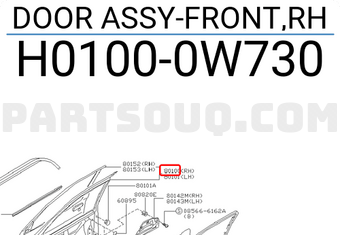 Nissan H01000W730 DOOR ASSY-FRONT,RH
