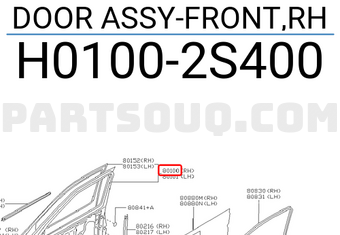 Nissan H01002S400 DOOR ASSY-FRONT,RH