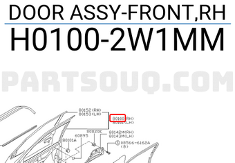 Nissan H01002W1MM DOOR ASSY-FRONT,RH