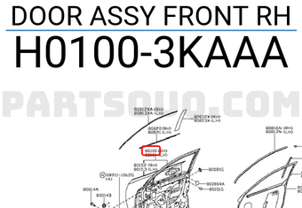Nissan H01003KAAA DOOR ASSY FRONT RH