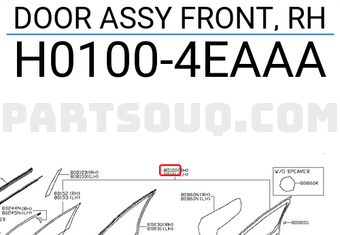 Nissan H01004EAAA DOOR ASSY FRONT, RH