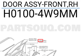 Nissan H01004W9MM DOOR ASSY-FRONT,RH