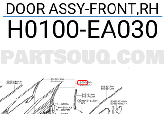 Nissan H0100EA030 DOOR ASSY-FRONT,RH
