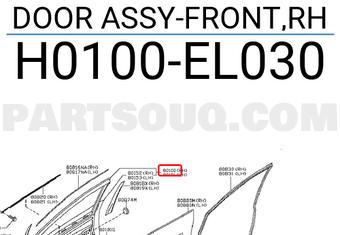 Nissan H0100EL030 DOOR ASSY-FRONT,RH