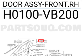 Nissan H0100VB200 DOOR ASSY-FRONT,RH