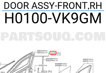 Nissan H0100VK9GM DOOR ASSY-FRONT,RH