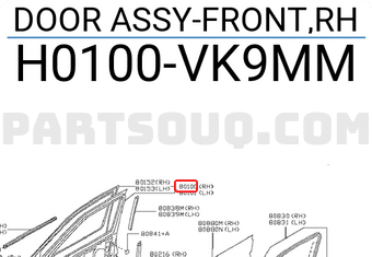 Nissan H0100VK9MM DOOR ASSY-FRONT,RH