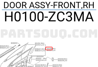 Nissan H0100ZC3MA DOOR ASSY-FRONT,RH