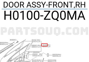 Nissan H0100ZQ0MA DOOR ASSY-FRONT,RH