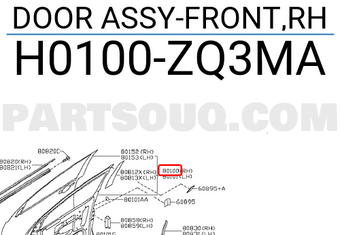 Nissan H0100ZQ3MA DOOR ASSY-FRONT,RH