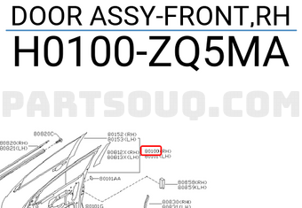 Nissan H0100ZQ5MA DOOR ASSY-FRONT,RH