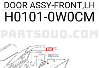 Nissan H01010W0CM DOOR ASSY-FRONT,LH