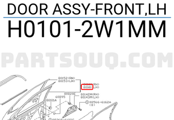 Nissan H01012W1MM DOOR ASSY-FRONT,LH