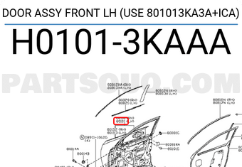 Nissan H01013KAAA DOOR ASSY FRONT LH (USE 801013KA3A+ICA)
