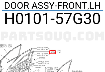 Nissan H010157G30 DOOR ASSY-FRONT,LH