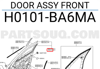 Nissan H0101BA6MA DOOR ASSY FRONT