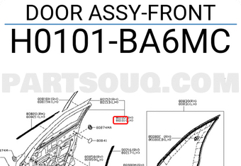 Nissan H0101BA6MC DOOR ASSY-FRONT