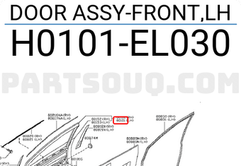 Nissan H0101EL030 DOOR ASSY-FRONT,LH