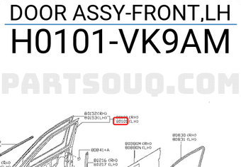 Nissan H0101VK9AM DOOR ASSY-FRONT,LH