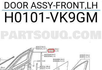 Nissan H0101VK9GM DOOR ASSY-FRONT,LH