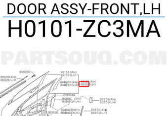 Nissan H0101ZC3MA DOOR ASSY-FRONT,LH