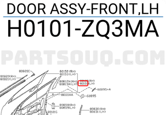 Nissan H0101ZQ3MA DOOR ASSY-FRONT,LH