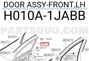 Nissan H010A1JABB DOOR ASSY-FRONT,LH