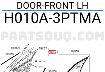 Nissan H010A3PTMA DOOR-FRONT LH
