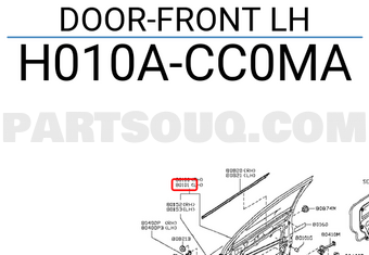 Nissan H010ACC0MA DOOR-FRONT LH