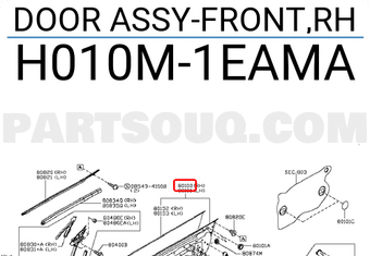 Nissan H010M1EAMA DOOR ASSY-FRONT,RH