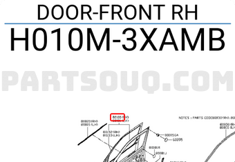 Nissan H010M3XAMB DOOR-FRONT RH