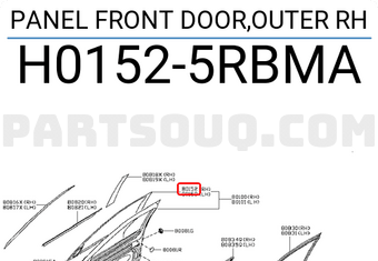 Nissan H01525RBMA PANEL FRONT DOOR,OUTER RH