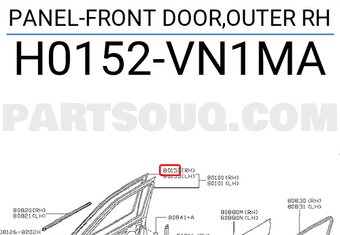 Nissan H0152VN1MA PANEL-FRONT DOOR,OUTER RH