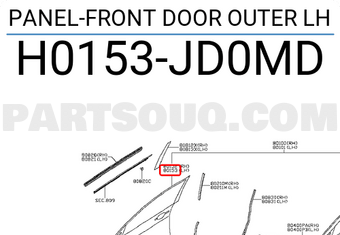 Nissan H0153JD0MD PANEL-FRONT DOOR OUTER LH