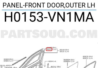 Nissan H0153VN1MA PANEL-FRONT DOOR,OUTER LH