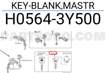 Nissan H05643Y500 KEY-BLANK,MASTR