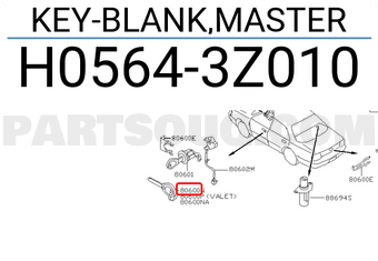 Nissan H05643Z010 KEY-BLANK,MASTER