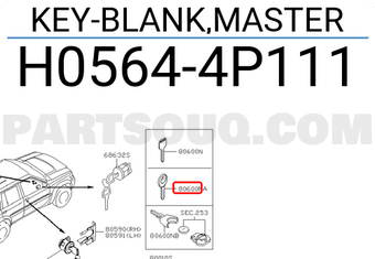 Nissan H05644P111 KEY-BLANK,MASTER