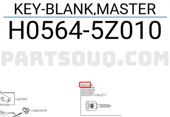 Nissan H05645Z010 KEY-BLANK,MASTER