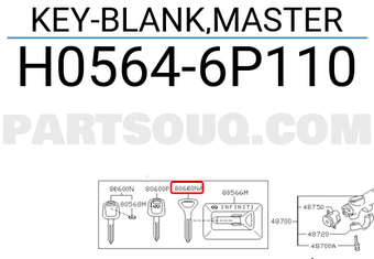 Nissan H05646P110 KEY-BLANK,MASTER