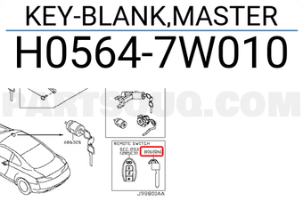 Nissan H05647W010 KEY-BLANK,MASTER