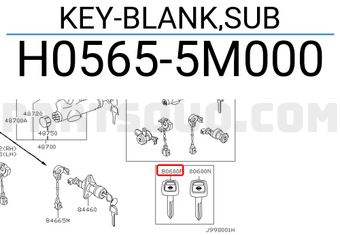 Nissan H05655M000 KEY-BLANK,SUB